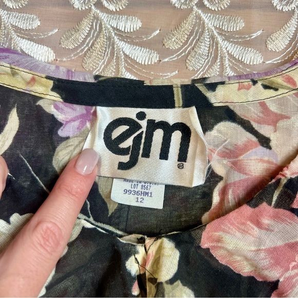 Vintage Floral Sheer Black Maxi Dress -Size 12 -DR08 - Picture 9 of 11